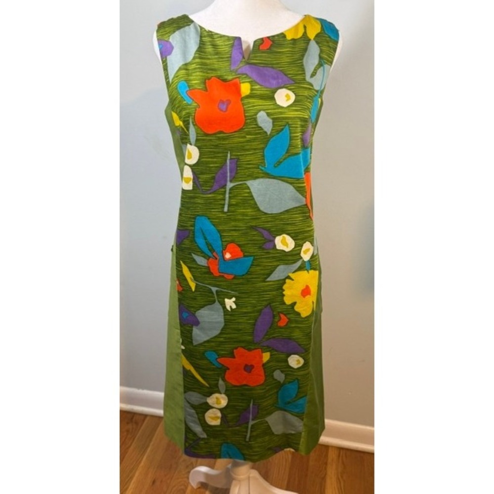 Sun Fashions of Hawaii 60s Hawaiian Floral Shift Dress Vintage Green AS-IS
